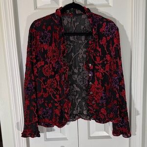 Floral Red and Purple Women's Layering Jacket size small see measurements